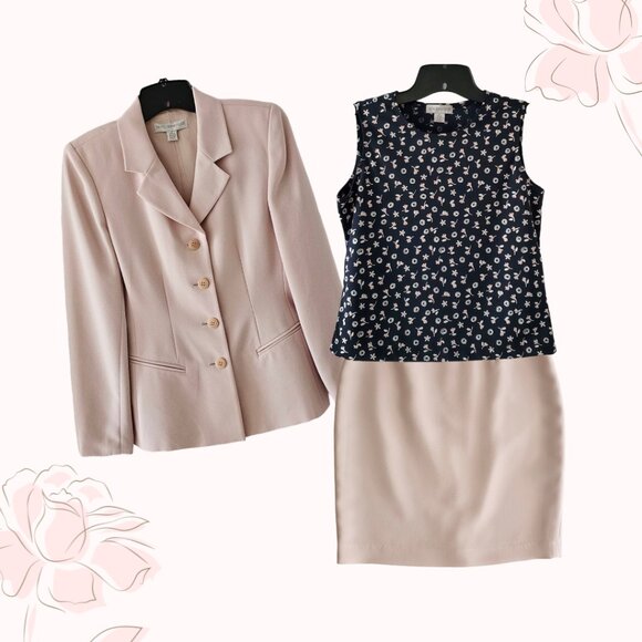 Petite Sophisticate Vintage Pencil Suit Skirt | Pre-Loved | 4P | Powder Pink - Picture 7 of 16